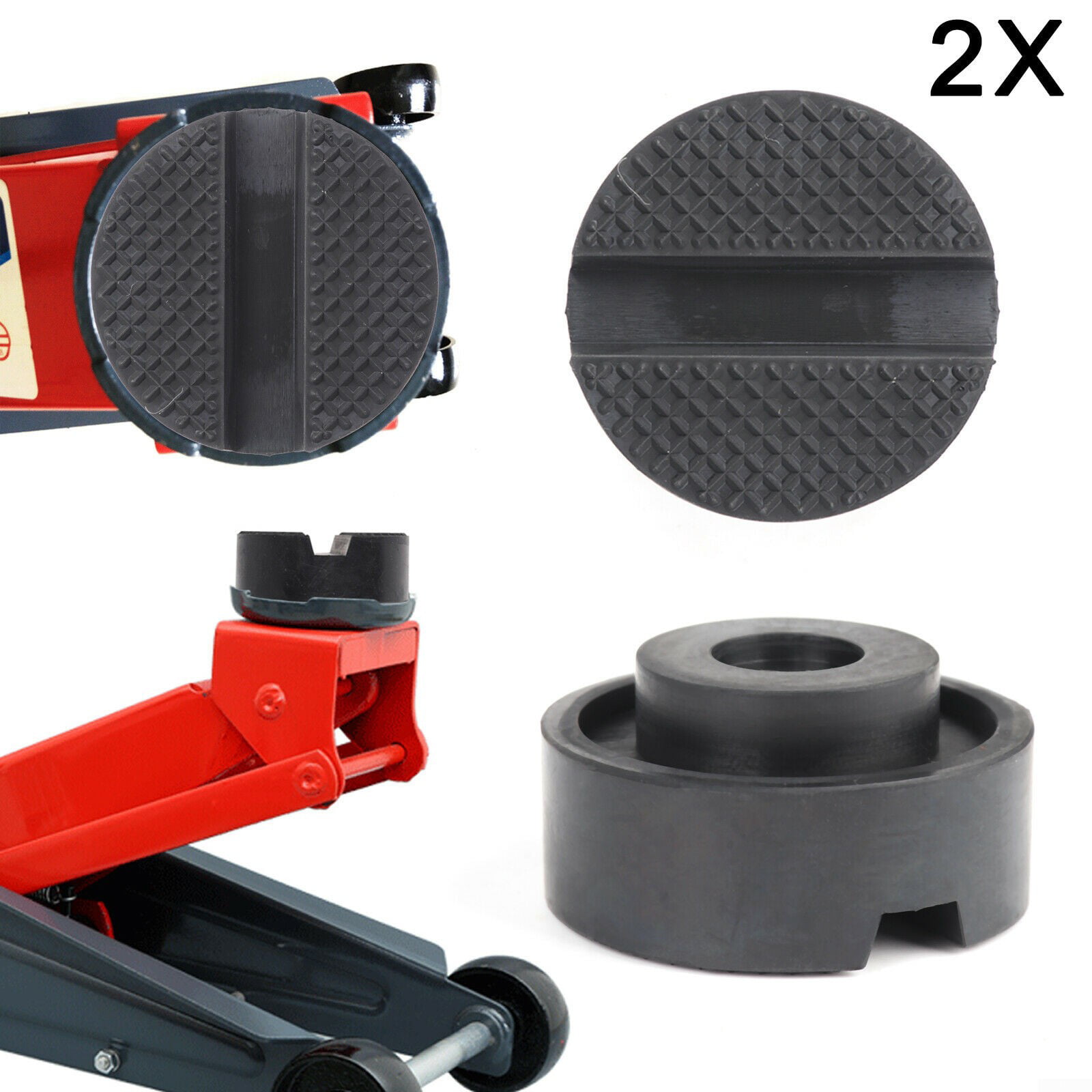 Car Slotted Frame Rail Floor Jack Adapter Lift Rubber-Pad Stand Holder Universal 