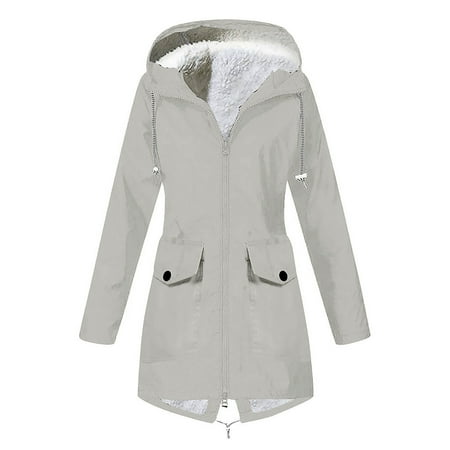 

Trench Coats for Women Winter Jackets for Women Women Casual Solid Loose Long Sleeve U-Neck Tops Black Cardigan for Women New Arrival Womens Jacket Gray 2XL