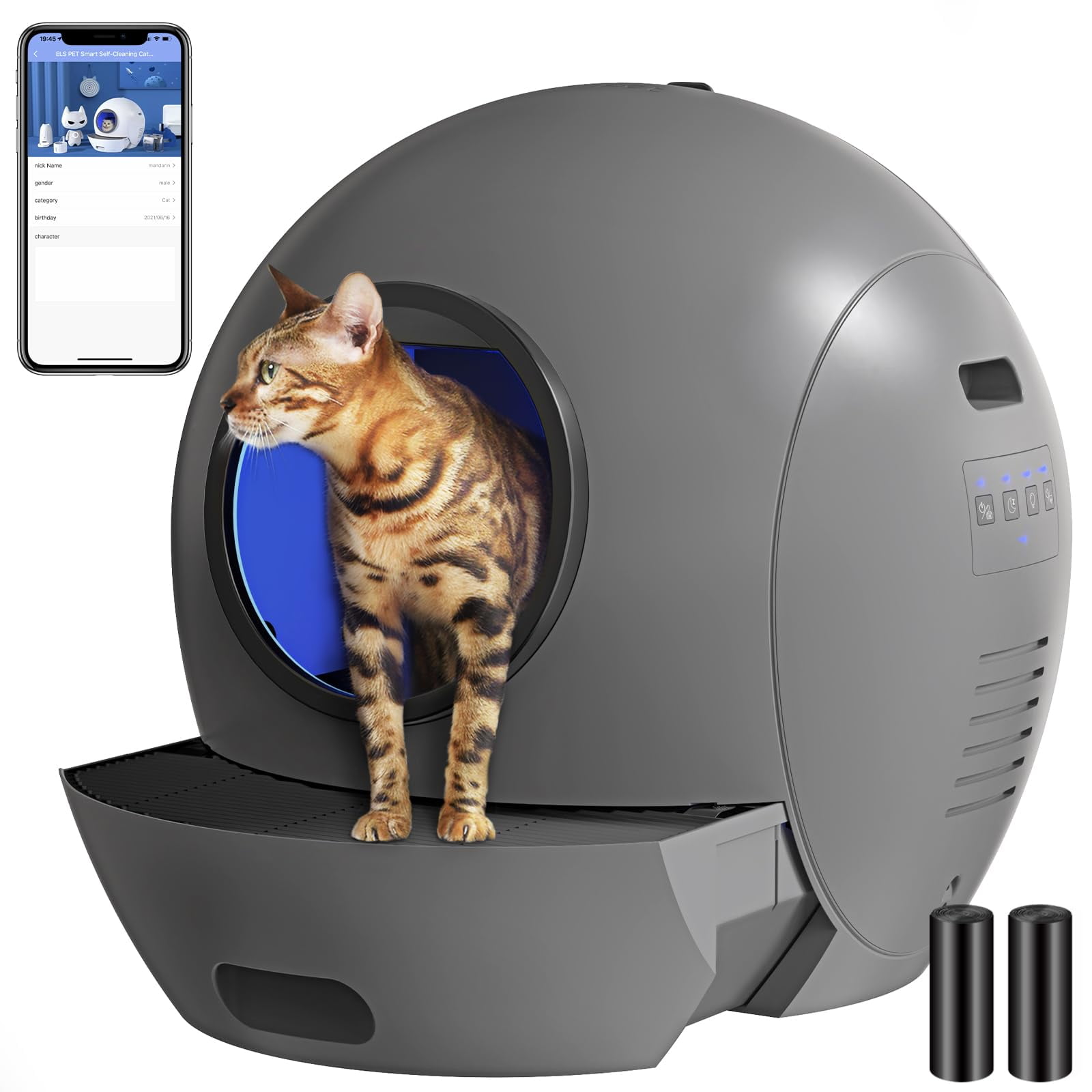ELS PET Self Cleaning Cat Litter Box  Automatic Cat Litter Box for Multiple Cats APP Control [Upgraded Version]