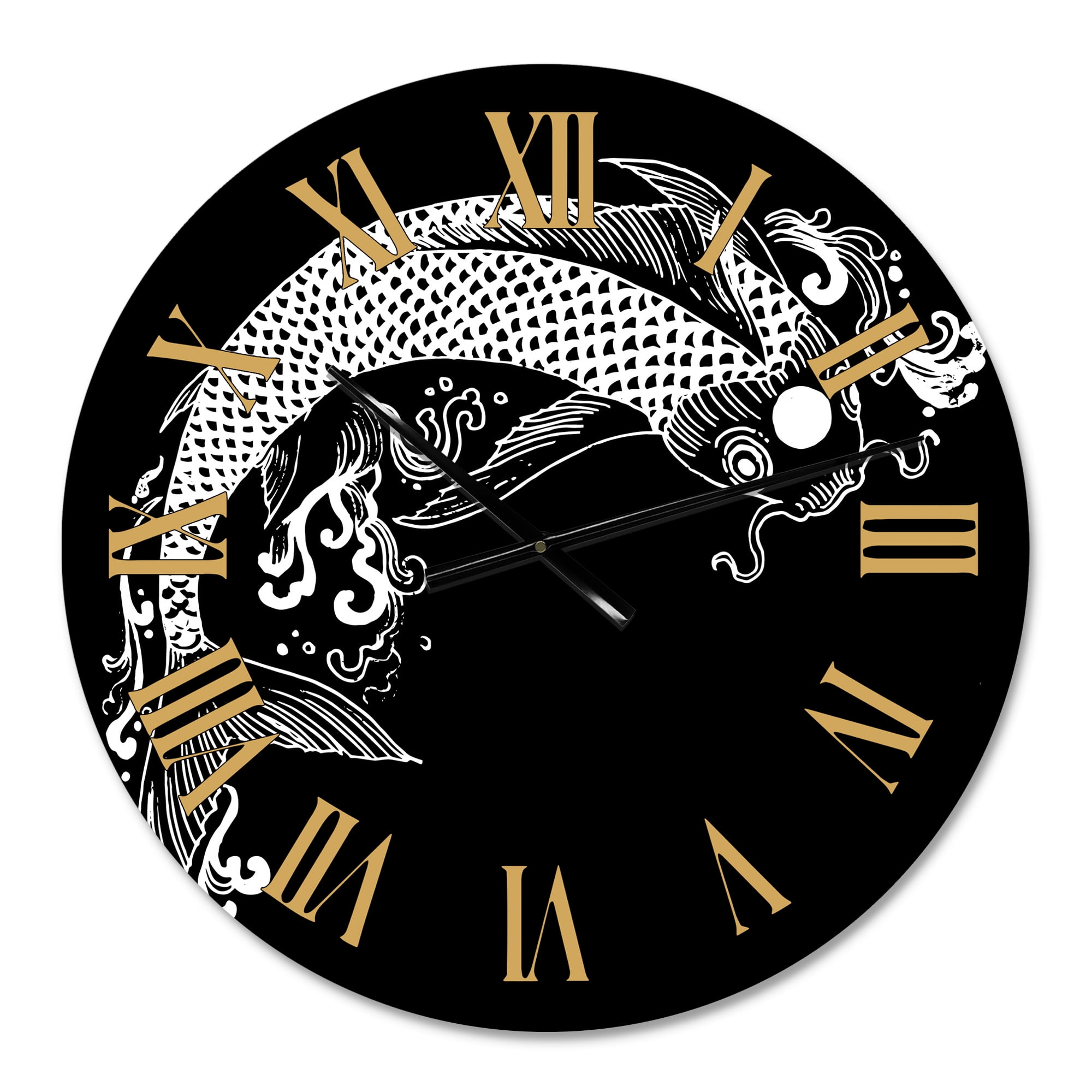 Designart 'Chinoiserie Koi Fish I' Traditional Wall Clock
