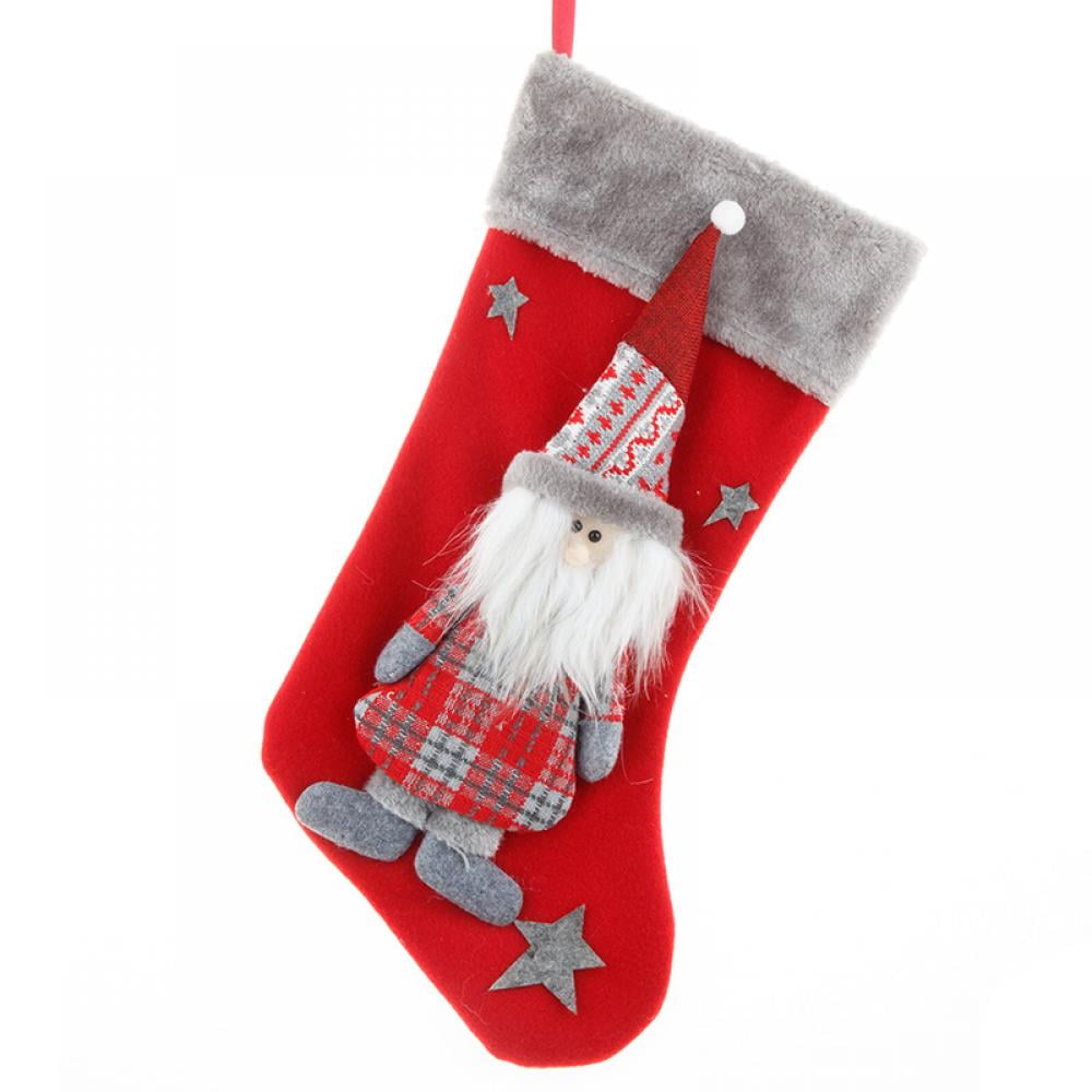 Large Christmas Stocking Clearance,19 inches Classic Santa Claus Xmas
