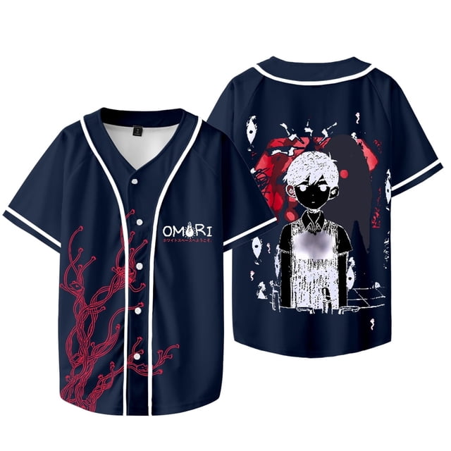 Omori Veste de Baseball de Marchandise Spatiale Rouge Été Femmes Hommes Mode Décontractée Harajuku T-Shirts à Manches Courtes,style 2,TTTG