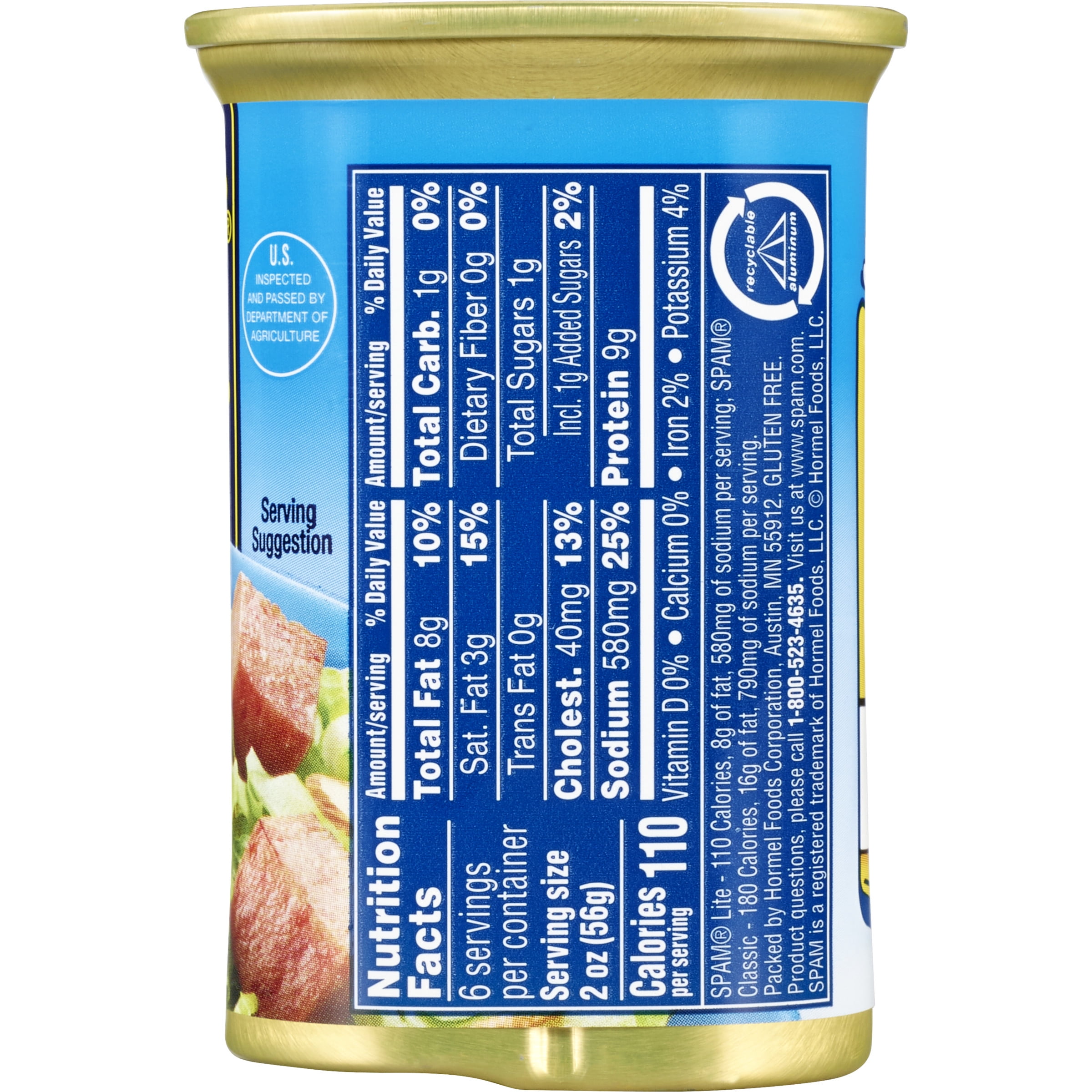 SPAM Lite, 9 Grams of Protein per Serving, 12 oz Aluminum Can