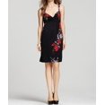 thumbnail image 1 of $298 ELIE TAHARI Robe Renee Noire Rouge Florale Froncée en Jersey de Soie (2), 1 of 1