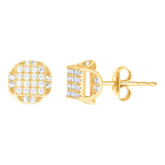 10k Yellow Gold Womens Cubic Zirconia Fashion Stud Earrings 8.2x8mm Wide Stud Earring for Women