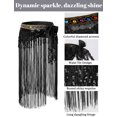 thumbnail image 5 of FEOYA Women Hip Scarf Belly Dance Sequin Long Tassel Tie Waist Wrap Skirt for Latin Samba Rave Carnival Zumba, 5 of 7