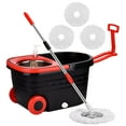 thumbnail image 3 of Mop and Bucket Set, 360Â° Spin Mop and Bucket with Wringer Set on Wheels with 3 Microfiber Mop Refills, Stainless Steel 61" Extended Handle Spinning Mop Bucket System for Floor Cleaning, 3 of 4