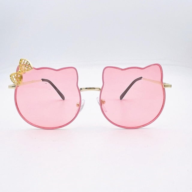 Gafas de sol con forma de gato para niñas, de metal, con lazo acentuado, bonitas, P