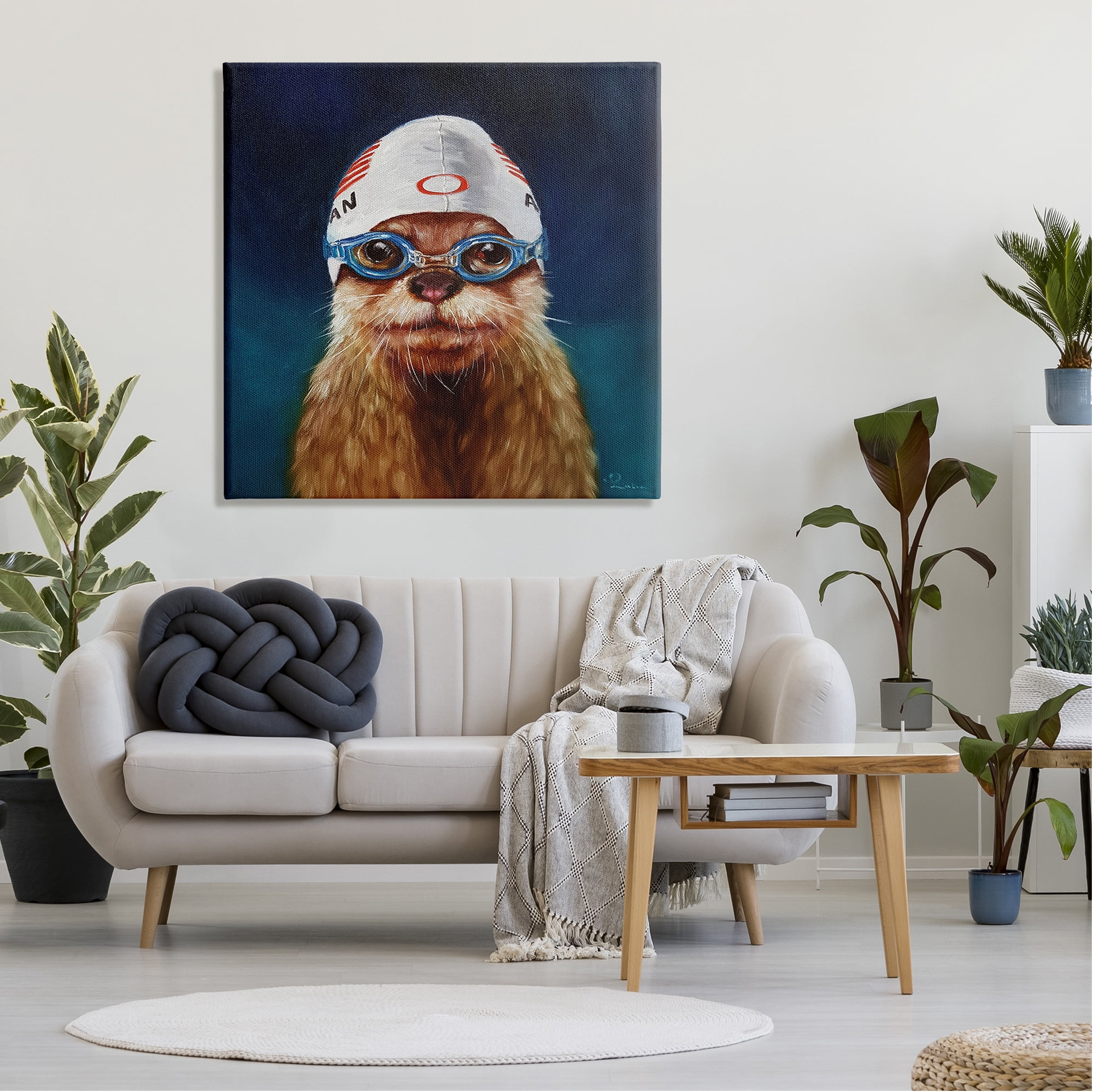 Stupell Industries Sea Lion Seal Swimmer Cap Goggles Painting Canvas Wall Art, 36 x 36, Design by Lucia Heffernan