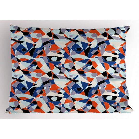 Ambesonne Mid Century Pillow Sham, Colors Shapes Grid, 36" X 20", Multicolor