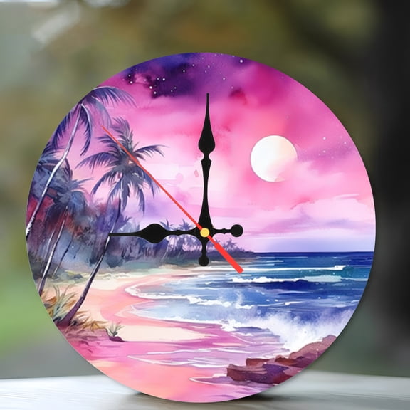 Round Wooden Wall Clock 9.8 Inch Silent Battery Operated Modern Decorative Clock for Kitchen Office Living Room Wall