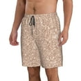 thumbnail image 2 of Bixox Men's Beige Sparkling Glitter printing Casual Classic Fit Short Summer Beach Shorts, 2 of 6