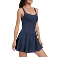 thumbnail image 4 of Meichang Womens Tennis Dresses with Built Shorts Solid Backless Workout Dresses Scoop Neck Sleeveless Golf Dresses Exercise Mini Dresses with Pockets Navy S, 4 of 9