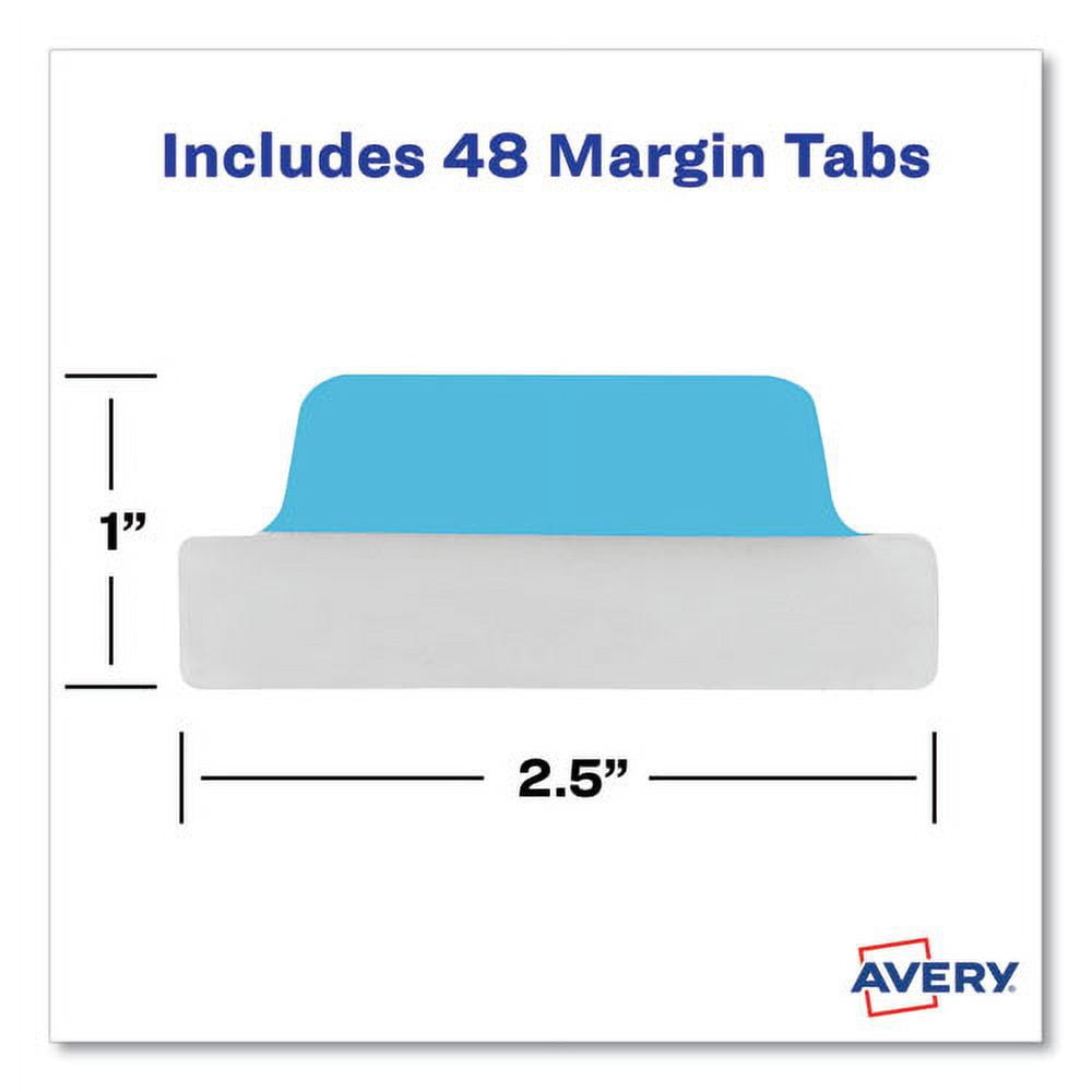 Ultra Tabs Repositionable Tabs, Margin Tabs: 2.5" x 1", 1/5-Cut, Assorted Colors, 48/Pack | Bundle of 10 Packs