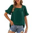 thumbnail image 1 of Blusas y blusas para mujer Elegantes camisas de verano con mangas con volantes y cuello cuadrado Blusas con lazo en la espalda OAVQHLG3B Store lin121212, 1 of 5