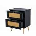 thumbnail image 2 of Bedroom & Living Room Rattan End Table - 2 Handmade Rattan Drawers, 50lbs Capacity, 2 of 15