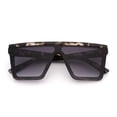 thumbnail image 2 of JIM HALO Flat Top Shield Sunglasses Square Mirror Rimless Glasses for Women Men (Light Tortoise Frame / Gradient Grey Lens), 2 of 5