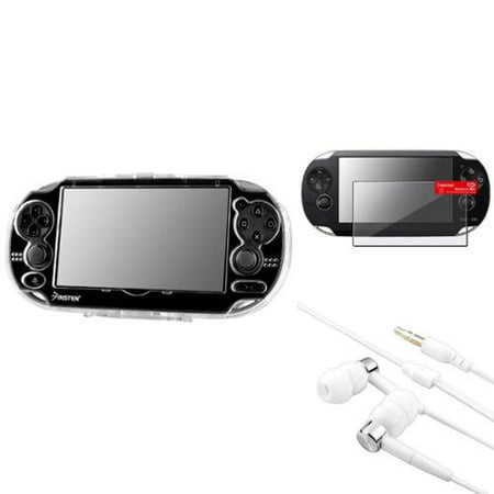 Insten For Sony PS Vita PSV Clear Crystal Hard Case+Screen Protector+White