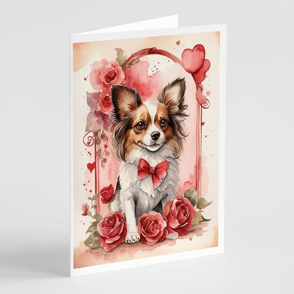 Papillon Valentine Roses Greeting Cards Pack of 8 7 in x 5 in
