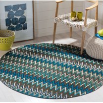 SAFAVIEH Cedar Brook Carthach Chevron Cotton Area Rug, Teal/Blue, 5' x 5' Round