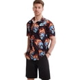 thumbnail image 5 of Men's flame stylish 3D printed graphic short sleeve shirts casual fashion print button down shirt, 5 of 13