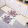thumbnail image 3 of Kitchen Rugs and Mats,Independence Day USA Flag Windmill 2 Piece Anti Fatigue Area Runner Rug Set Comfort Standing Floor Mat,Poppy Flower Vintage Linen Non Slip Absorbent Doormats for Laundry, 3 of 6
