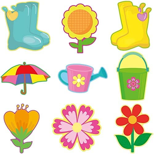 Spring Cutouts Springtime Mix Flower Cut-Outs Bulletin Board Decoration for Party and Classroom ...