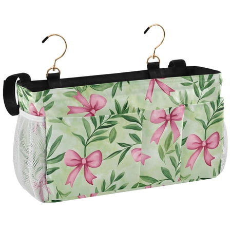 Ryvnso Bedside Caddy Bows Leaves Bedside Storage Bag Hanging Organizer