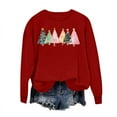thumbnail image 4 of Lopecy-Sta Women's Christmas Print Crew Neck Sweatshirt, Loose Casual Japanese Sweatshirt Top, Festive Holiday Pullover Wine M, 4 of 6