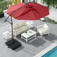 thumbnail image 2 of Costway Patio 10FT Hanging Offset Umbrella 32 LED Lights Sand Bag Outdoor Cross Base Wine, 2 of 10