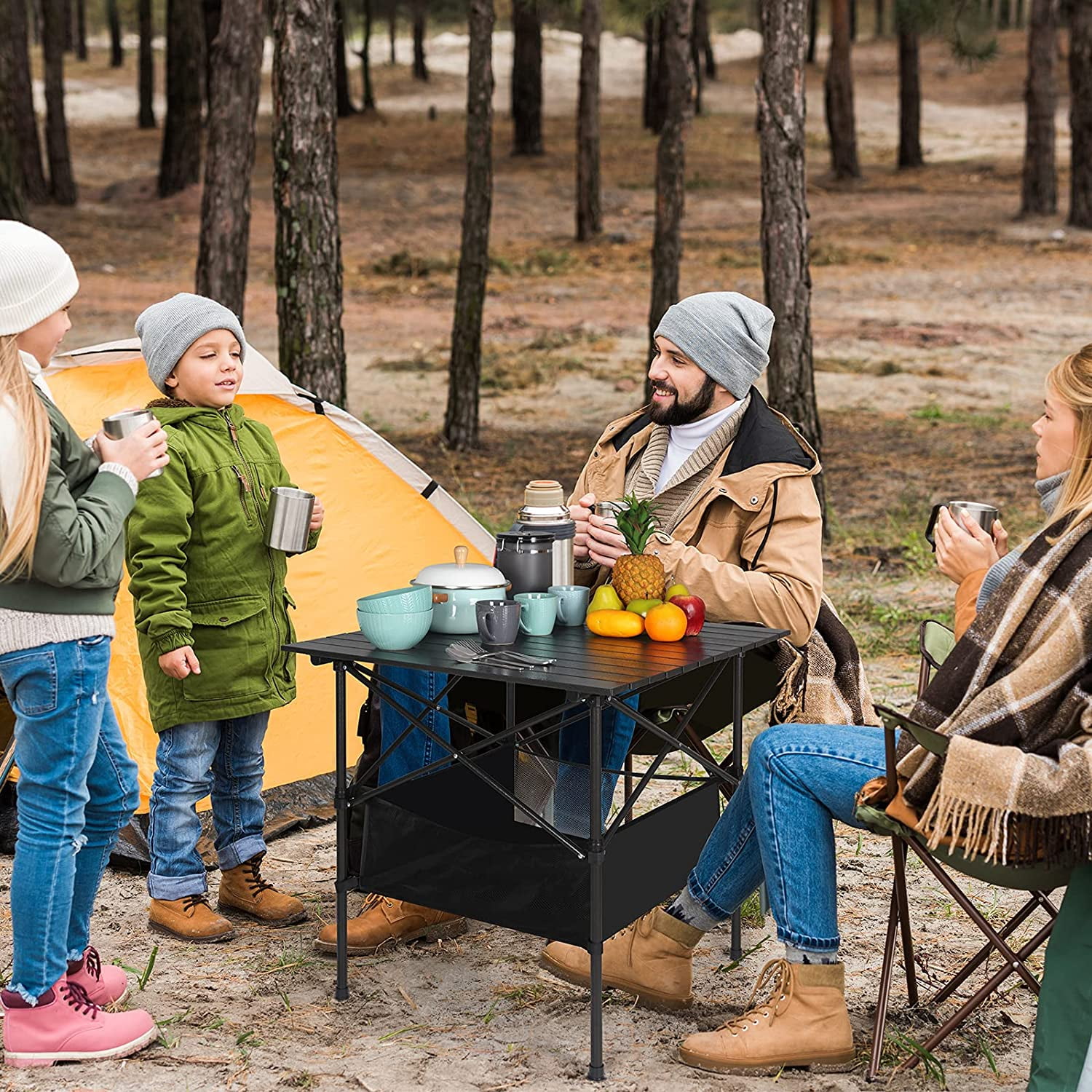 Oumilen Folding Camping Table - Small, Aluminum, Foldable Tables with Carry Bag Included - Lightweight and Portable, Outdoor Use