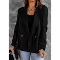 thumbnail image 1 of Blazer Noir à Col à Revers Boutonné pour Femmes avec Poche, 1 of 18