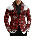 thumbnail image 2 of Domuza Christmas Blazer for Men Funny Holiday Notched Lapel Corduroy Suit Jacket Vintage Casual Regular Fit Three Buttons Single Breasted Sport Coat Red M, 2 of 3