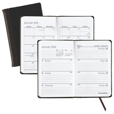 Leather Weekly - AT-A-GLANCE Fine Diary Leather Weekly-Monthly Pocket Planner - Journals &