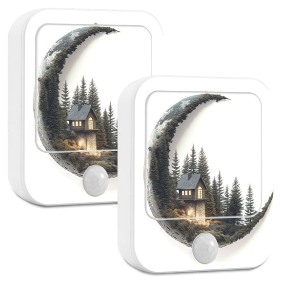 Yayeee LED Night Lights with Motion Detectors Auto Dusk to Dawn Light Sensors, 2 Pack, Moon House