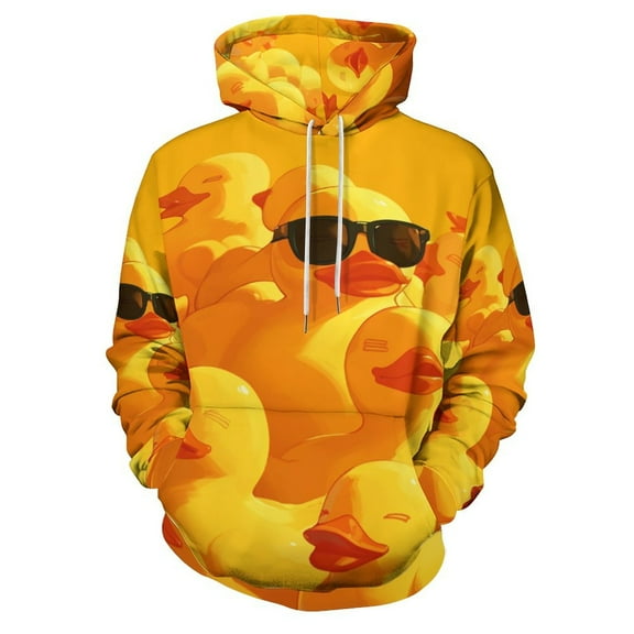 POBUDS Hoodie, Regular Fit Sporty Pullover Hooded Sweatshirt for Men Women Cool Duck With Sunglass S