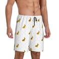 thumbnail image 2 of Kdxio Gold Rabbit Print Mens Shorts, Breathable Lounge Sleepwear Set with Elastic Waistband and Pockets-Medium, 2 of 6