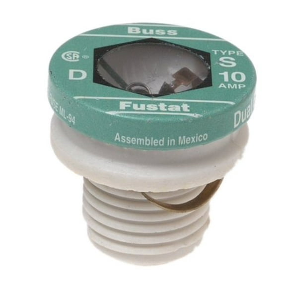 Bussmann S-10 10 Amp Type S Time-Delay Dual-Element Plug Fuse Rejection Base, 125V UL Listed by Bussmann