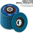 thumbnail image 4 of NEIKO 11142A 10 Pack Zirconia Flap Discs 4-1/2 for Angle Grinder, 40 Grit Flapper Wheel, Angled T29 Grinding Wheel 4.5 Inch Flap Disc, 7/8" Arbor Grinding Disc, Flap Wheel for Wood & Metal Sanding, 4 of 5