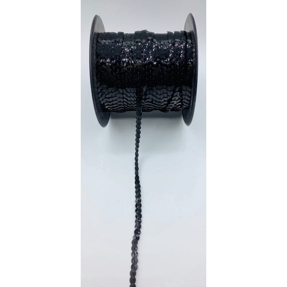 BLACK 1/4 INCH SLUNG SEQUIN - 24 Yards