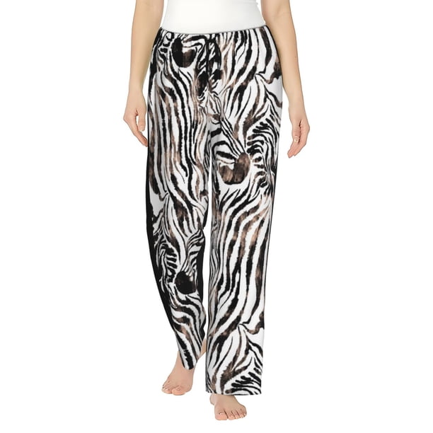 Balery Leopard And Zebra Pantalones de pijama para mujer, pijamas ultraligeros, pantalones de estar por casa-Medium