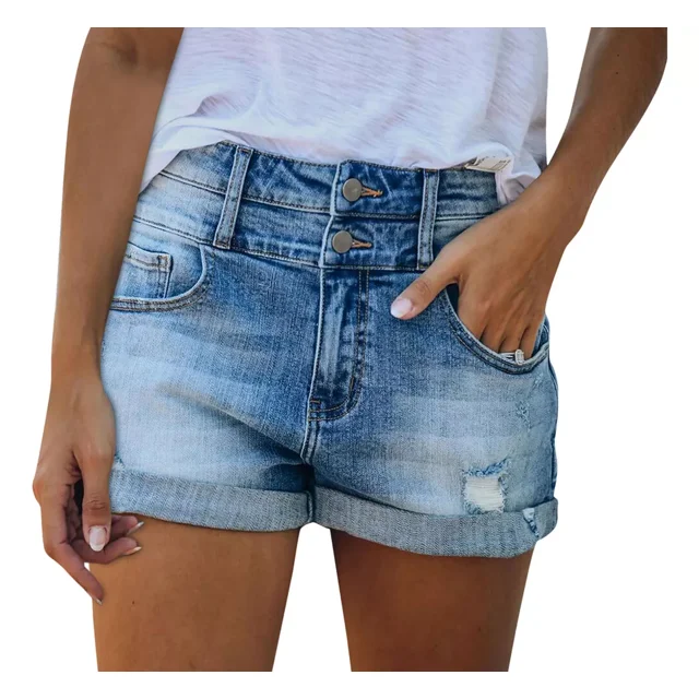 Shorts De Mezclilla Pantalones Cortos Elásticos Para Mujer