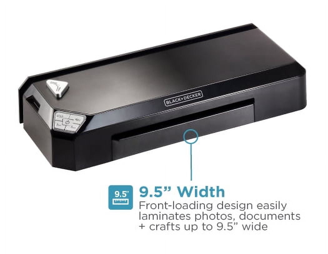 BLACK+DECKER Flash Pro 9.5" Thermal Laminator, 3 mil to 5 mil Thickness, Black