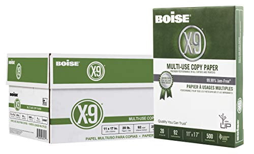 Boise X-9 Copy Paper, 92 Brightness, 11" x 17", White (2500 Sheets Per Carton)