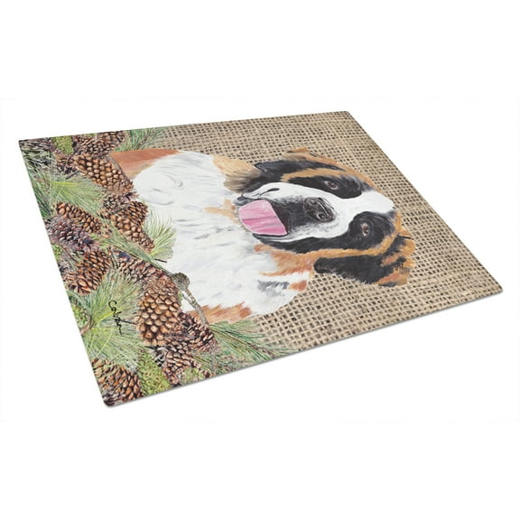 Caroline's Treasures Saint Bernard Glass Cutting Board Large