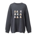 thumbnail image 3 of Rbaofujie Chandails pour Femmes Automne Mode Imprimée Blouse Ample à Manches Longues Col Rond Chandails en Molleton Sans Capuche Gris Chandail à Capuchon pour Filles, 3 of 3