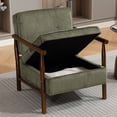 thumbnail image 2 of PAPROOS Accent Chair with Storage, Mid Century Corduroy Reading Chair with Pillow, Wood Frame Upholstered Armchair for Living Room Bedroom, Green, 2 of 10
