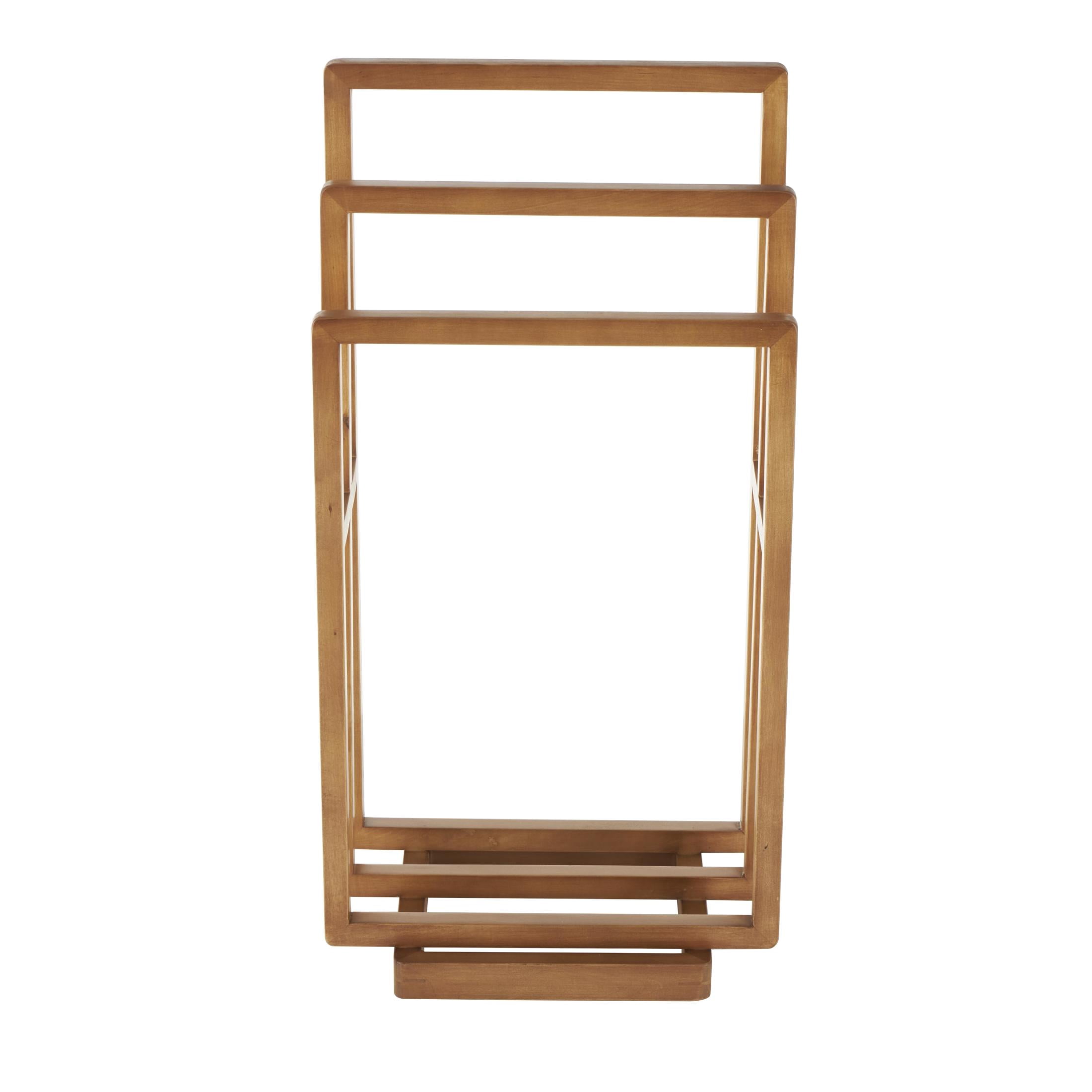 DecMode Sleek Modern Brown Wood Quilt Rack