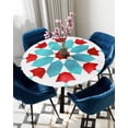 thumbnail image 5 of nqOlkjepod Boho Geometric Round Tablecloth, Fitted Table Cover with Elastic for 45"-54" Round Tables, Turquoise Red Ethnic Tribal Abstract Pattern Table Cloth Dinning Party Waterproof Tablecloths, 5 of 6