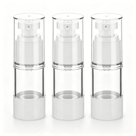 ACDANC 0.5Oz/15Ml Clear Airless Pump Bottles,Lotion Dispenser Travel with Pump,Vacuum Plastic Travel Size Lotion Bottle for Foundation,Creams,Cosmetic(3 Pack)